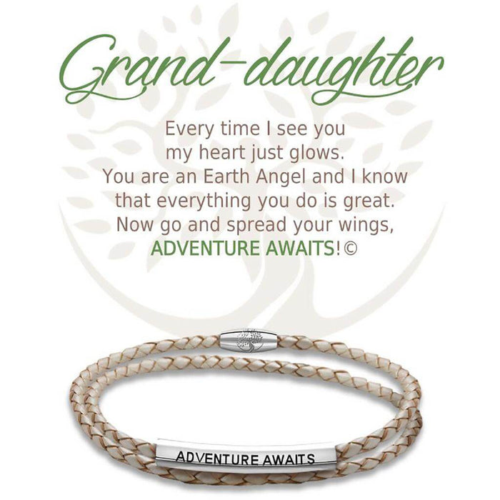 "Earth Angel : Grand-Daughter Champagne Leather Bracelet -"