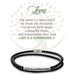"Earth Angel : Love Black Leather Bracelet -"