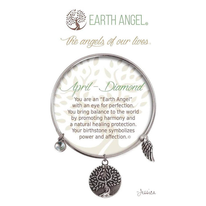 "Earth Angel : April - Diamond Bracelet in Silver -"