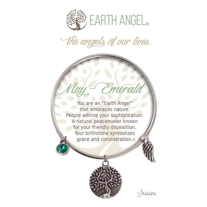"Earth Angel : May – Emerald Bracelet in Silver -"