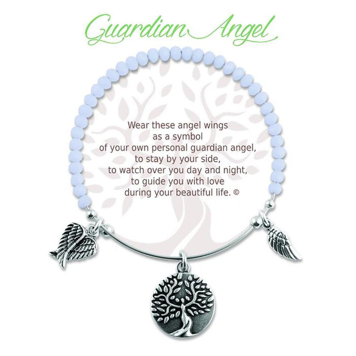 "Earth Angel : Guardian Angel Radiant White Stone Bracelet -"