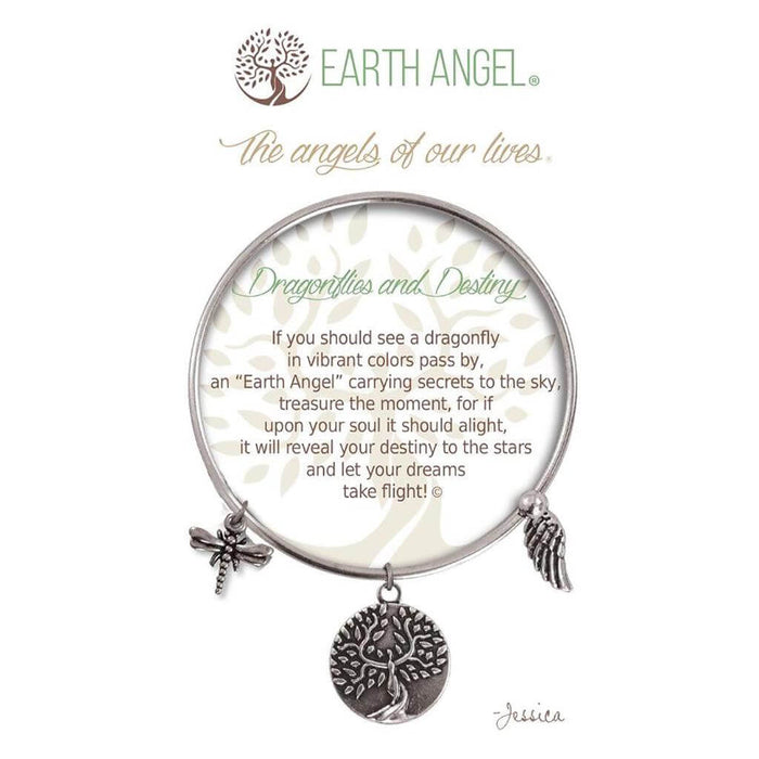 "Earth Angel : Dragonflies and Destiny Bracelet in Silver -"