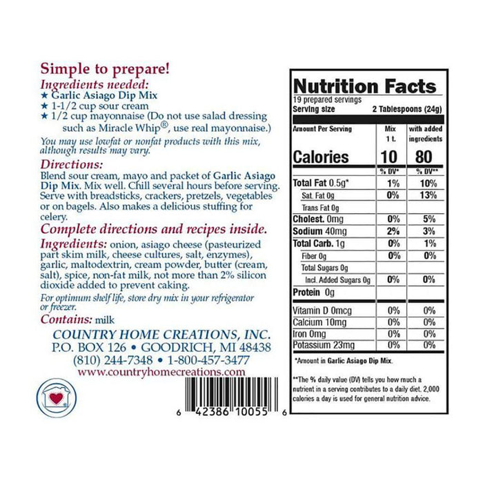 "Country Home Creations : Garlic Asiago Dip Mix - Country Home Creations : Garlic Asiago Dip Mix - Annies Hallmark and Gretchens Hallmark, Sister Stores"