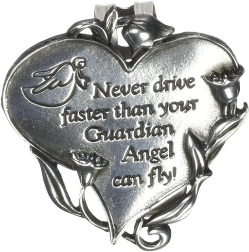 "Cathedral Art : Heart Visor Clip, \"Never Drive Faster\" -"