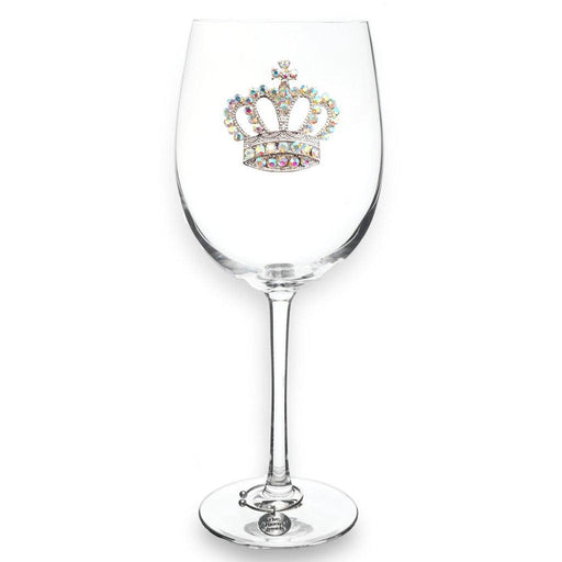 "The Queens' Jewels : Aurora Borealis Crown Jeweled Stemmed Wineglass -"