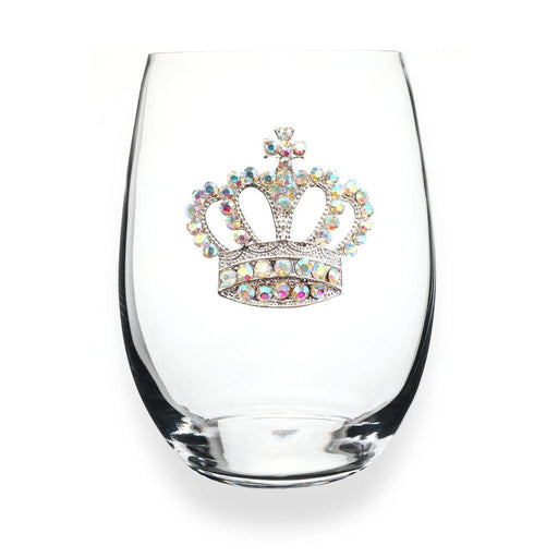 "The Queens' Jewels : Aurora Borealis Crown Jeweled Stemless Wineglass -"