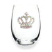 "The Queens' Jewels : Aurora Borealis Crown Jeweled Stemless Wineglass -"