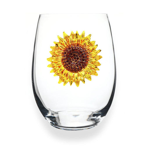 "The Queens' Jewels : Sunflower Jeweled Stemless Wineglass -"
