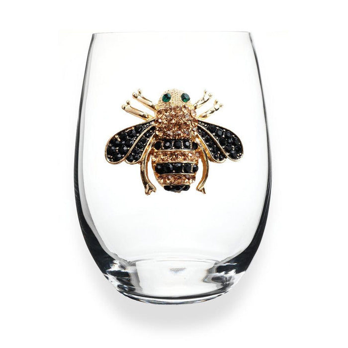 "The Queens' Jewels : Queen Bee Jeweled Stemless Wineglass -"