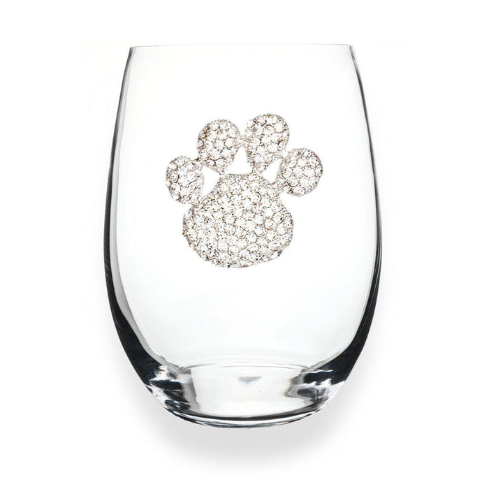"The Queens' Jewels : Paw Print Jeweled Stemless Wineglass -"