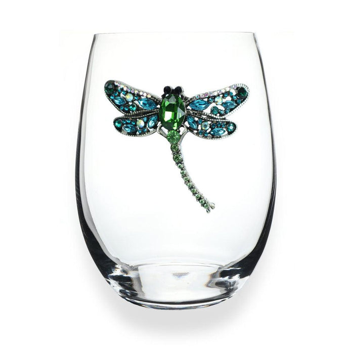 "The Queens' Jewels : Dragonfly Jeweled Stemless Wineglass -"