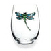 "The Queens' Jewels : Dragonfly Jeweled Stemless Wineglass -"