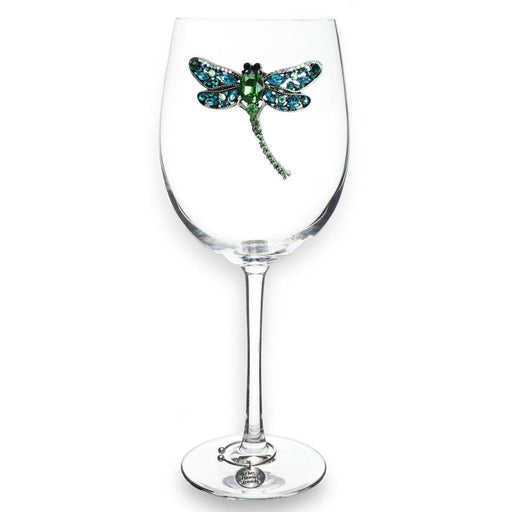 "The Queens' Jewels : Dragonfly Jeweled Stemmed Wineglass -"