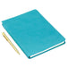 "Hallmark : Turquoise Faux Leather Notebook With Pen -"