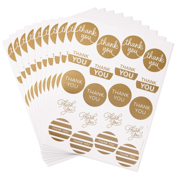"Hallmark : Gold Foil Thank-You Sticker Seals, 10 sheets -"