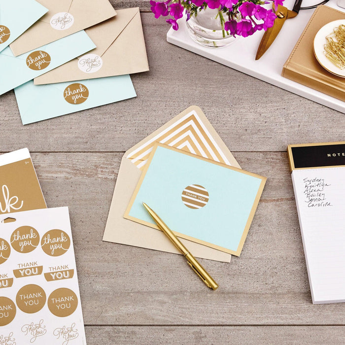 "Hallmark : Gold Foil Thank-You Sticker Seals, 10 sheets -"