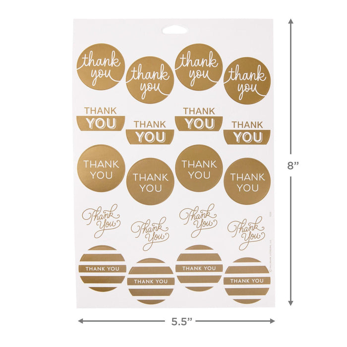 "Hallmark : Gold Foil Thank-You Sticker Seals, 10 sheets -"