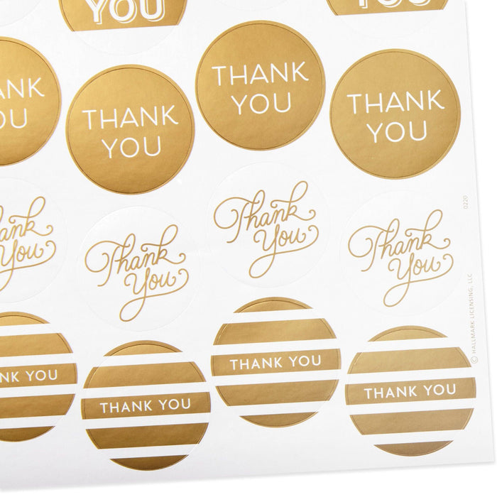 "Hallmark : Gold Foil Thank-You Sticker Seals, 10 sheets -"