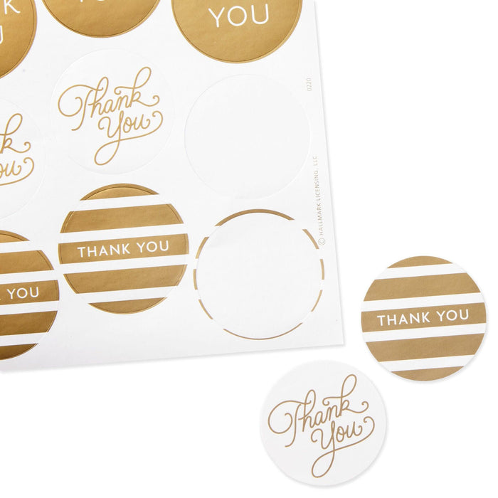 "Hallmark : Gold Foil Thank-You Sticker Seals, 10 sheets -"