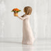 "Willow Tree Little Things figurine of a girl holding a potted flower, symbolizing gratitude and appreciation"