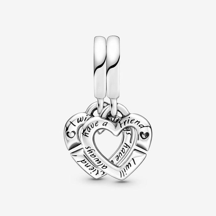 "PANDORA : Linked Sister Hearts Split Dangle Charm -"