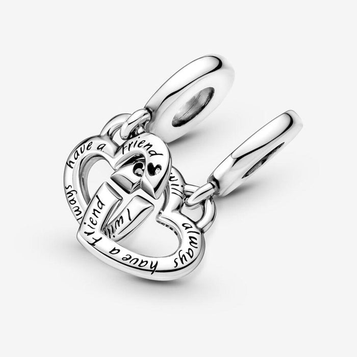 "PANDORA : Linked Sister Hearts Split Dangle Charm -"