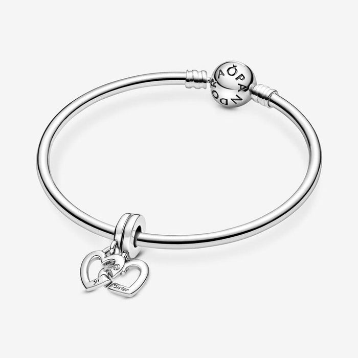 "PANDORA : Linked Sister Hearts Split Dangle Charm -"