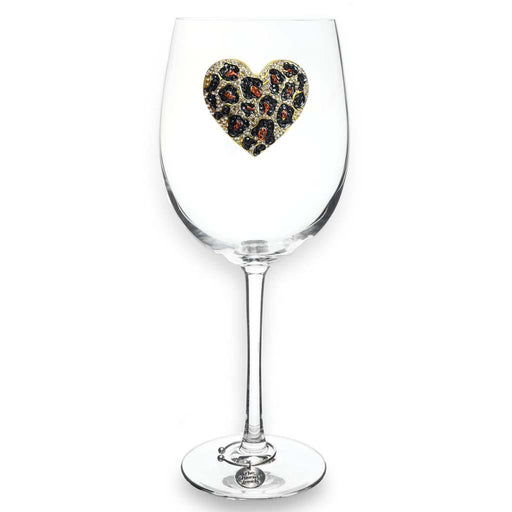 "The Queens' Jewels : Leopard Heart Jeweled Stemmed Wineglass -"