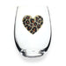 "The Queens' Jewels : Leopard Heart Jeweled Stemless Wineglass -"