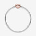"PANDORA : Pandora Moments Heart Clasp Snake Chain Bracelet in Sterling Silver & Rose Gold -"