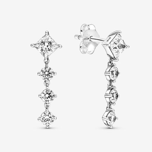 "PANDORA : Sparkling Round & Square Drop Earrings -"