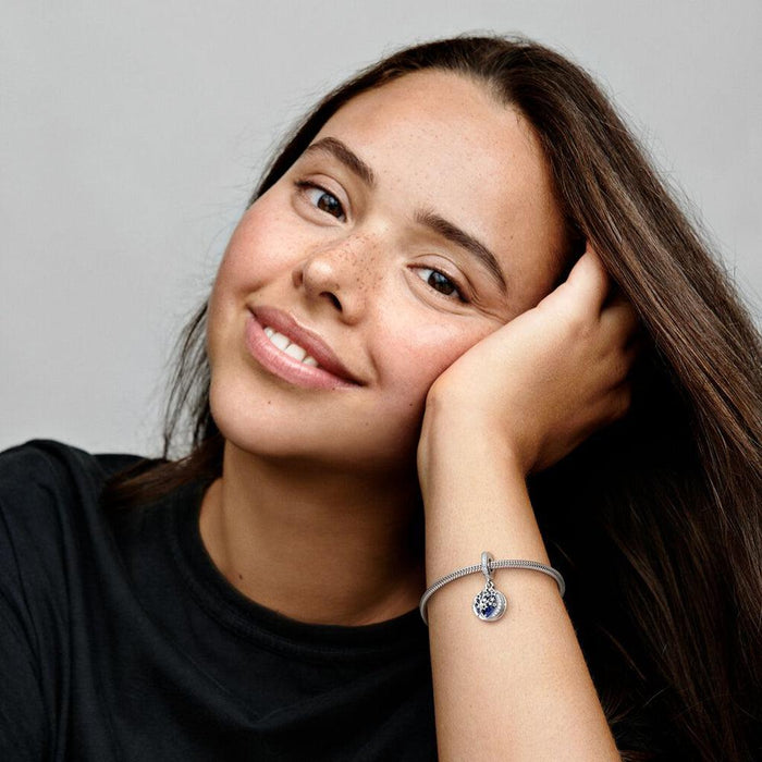 "PANDORA : Double Dangle Tree & Galaxy Moon Charm -"