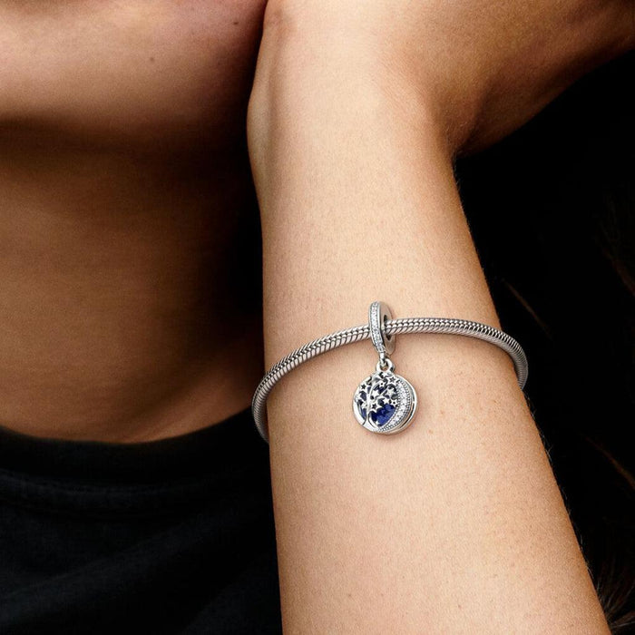 "PANDORA : Double Dangle Tree & Galaxy Moon Charm -"