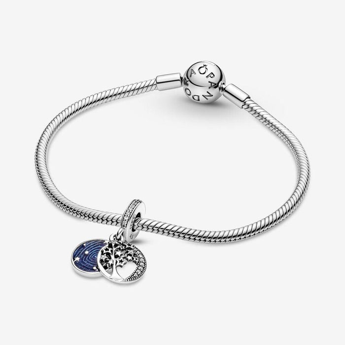 "PANDORA : Double Dangle Tree & Galaxy Moon Charm -"