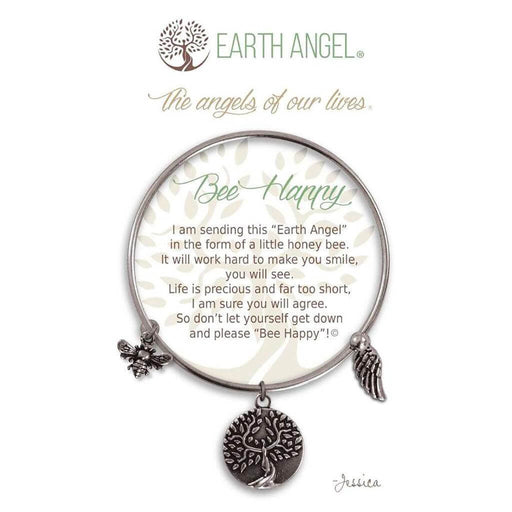 "Earth Angel : Bee Happy Bracelet in Silver -"