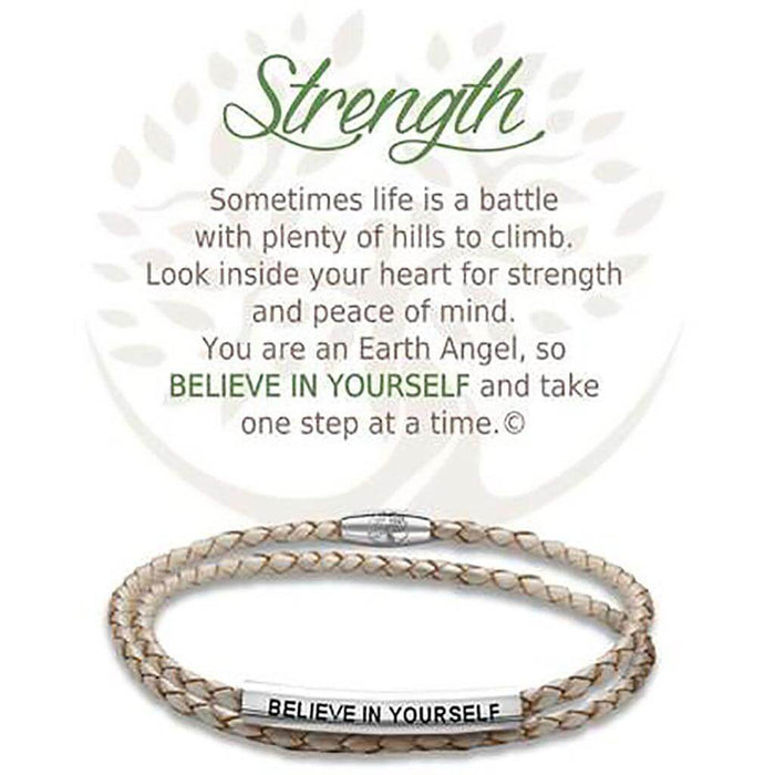 "Earth Angel : Strength Champagne Leather Bracelet -"