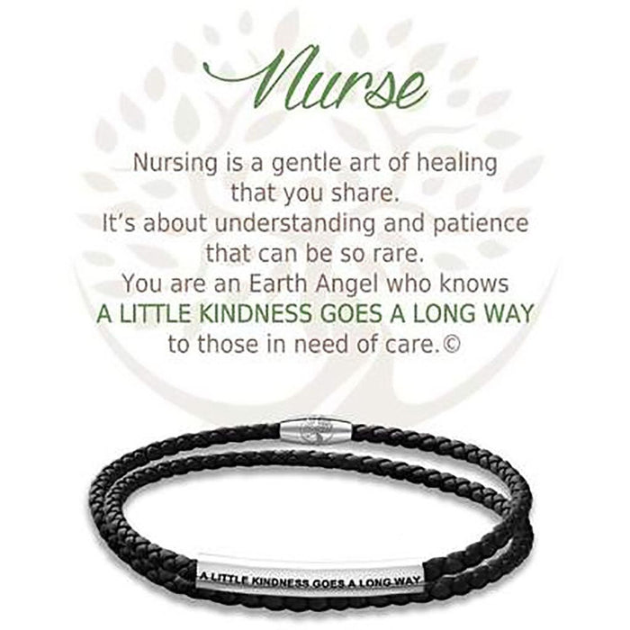 "Earth Angel : Nurse Black Leather Bracelet -"