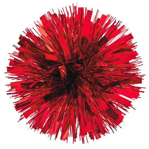 "Hallmark : 5.5\" Red Metallic Pom-Pom Gift Bow -"