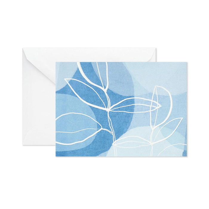 "Hallmark : Leaf Outlines on Blue Blank Note Cards, Box of 10 -"