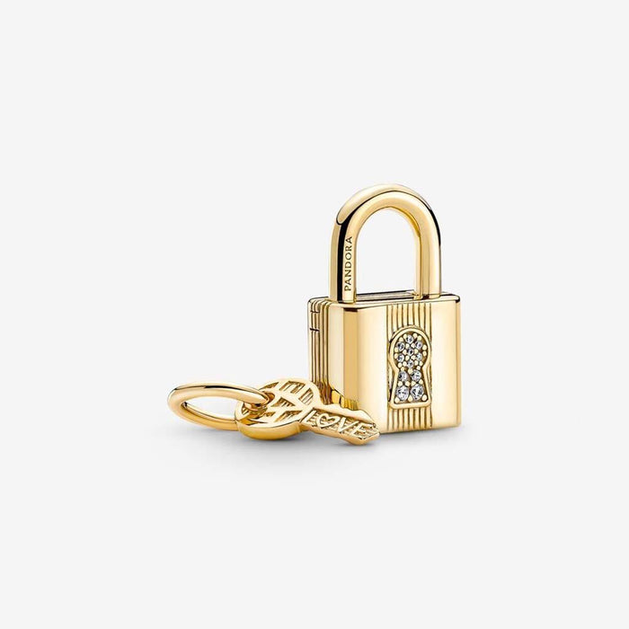 "PANDORA : Padlock & Key Dangle Charm -"
