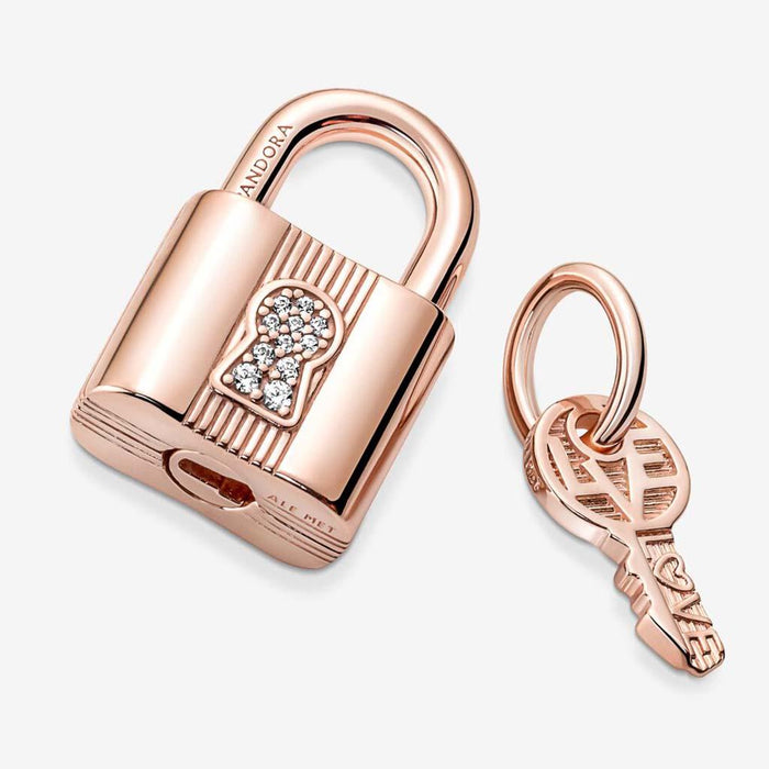 "PANDORA : Padlock & Key Dangle Charm -"
