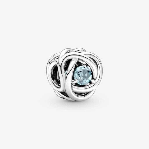 "PANDORA : March Sea Aqua Blue Eternity Circle Charm - March birthstone - Pandora Birthstone -birthstone - gifts for her"