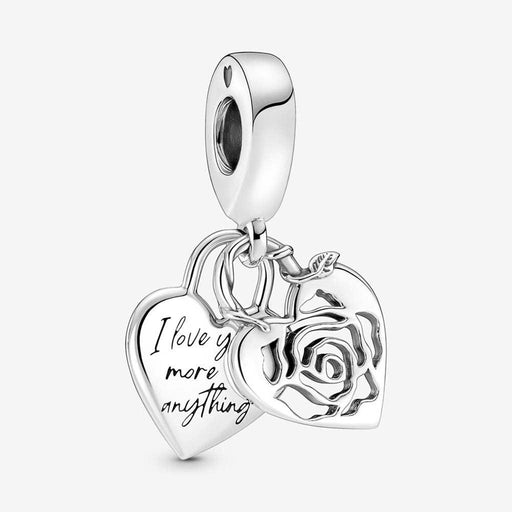 "PANDORA : Rose Heart Padlock Dangle Charm -"
