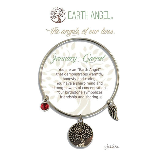 "Earth Angel : January - Garnet Birthstone Bracelet in Silver -"