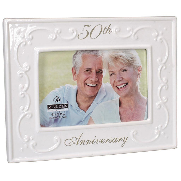 "Malden : 4X6 50th Anniversary Ceramic Frame -"