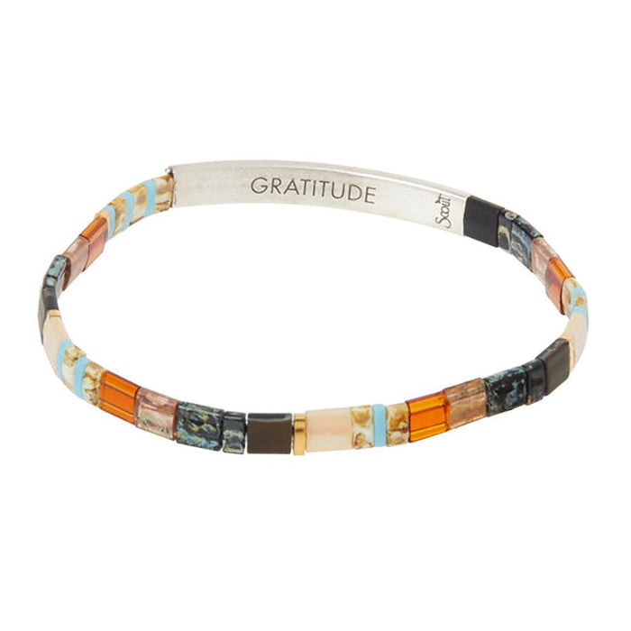 "Scout Curated Wears : Good Karma Miyuki Bracelet | Gratitude - Earth/Sky/Silver -"