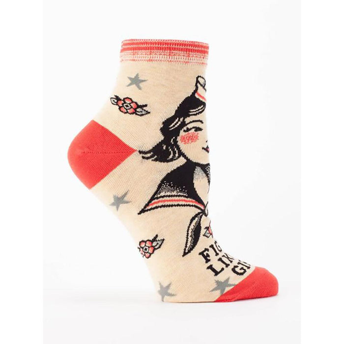 "Blue Q : Women's Ankle Socks - \"Fight Like a Girl\" -"