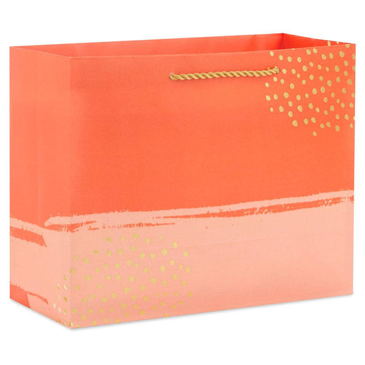 "Hallmark : 7.7\" Orange and Coral Medium Horizontal Gift Bag -"