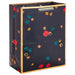 "Hallmark : 13\" Scattered Flowers on Black Large Gift Bag -"