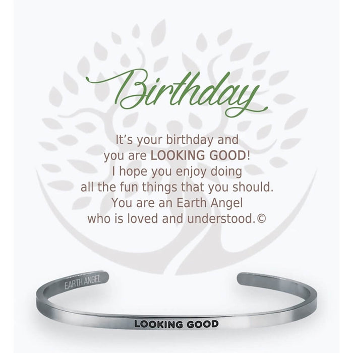 "Earth Angel : Birthday Cuff Bracelet in Silver -"